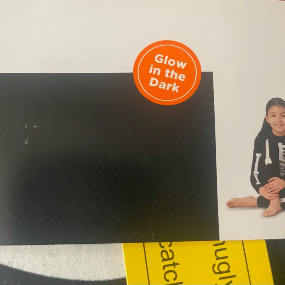 Halloween Skeleton Kid's Unisex Pajama Set - Black White Glow In The Dark Size 8 - Picture 4 of 6